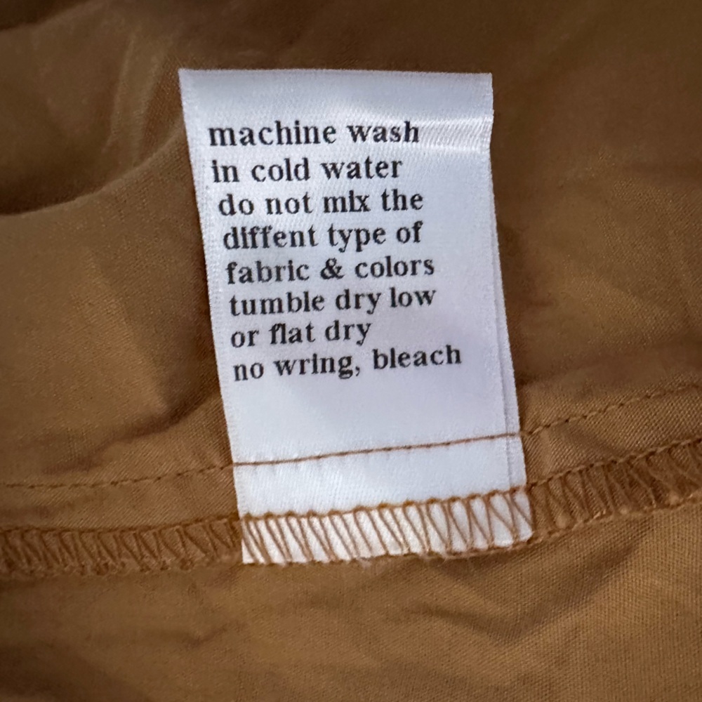Black Crane Organic Cotton Poplin Shell Dress | Camel Tan - Size Small - Picture 10 of 10